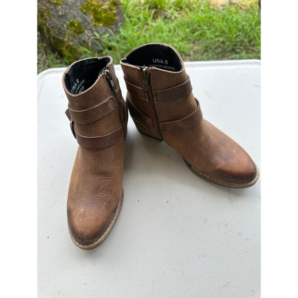 Sterling River Style SRC100 Rustic Genuine Leather Ankle Cowboy Boot Booties 8M - Picture 1 of 8